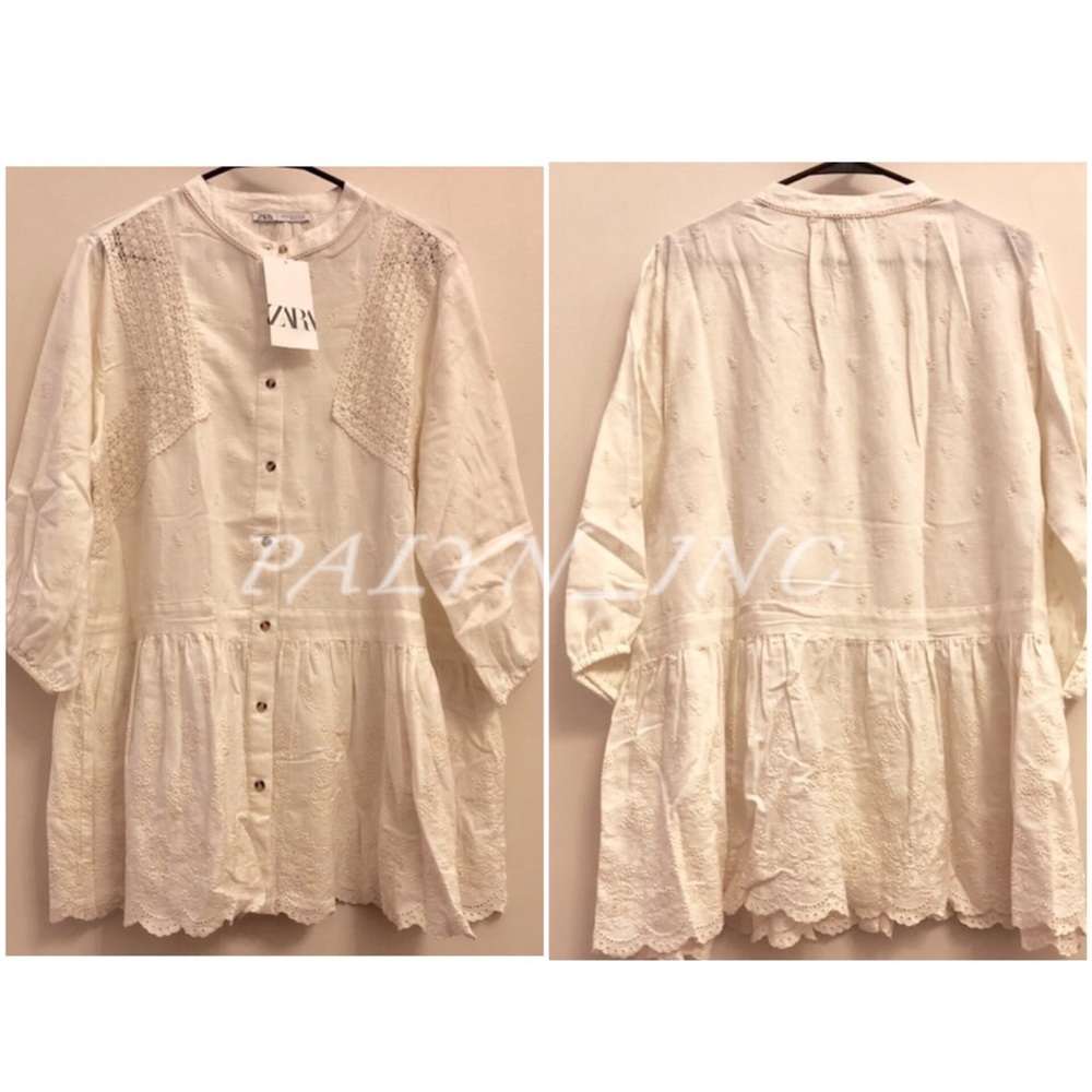 ❤️❤️ NWT ZARA EMBROIDERED LACE DRESS BLOUSE - Picture 6 of 8